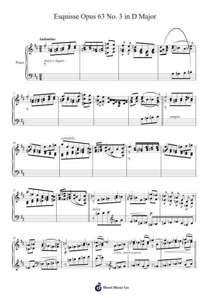 Esquisse Opus 63 No. 3 in D Major Sheet Music by Charles-Valentin Alkan-Arr.Babberg Neriam