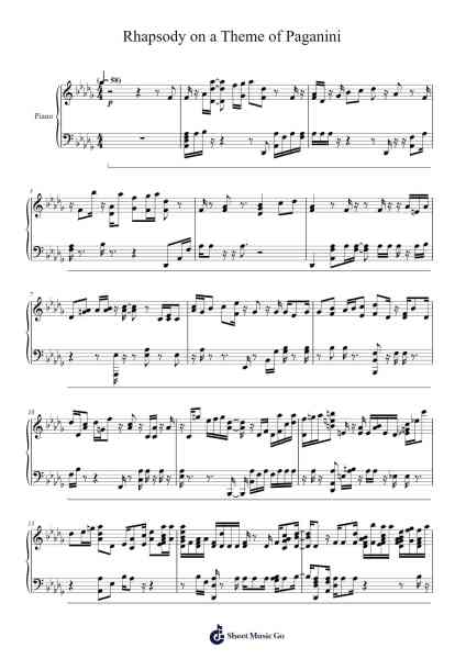 Rhapsody on a Theme of Paganini, Op. 43: Variation XVIII Sheet Music by Sergei Rachmaninoff-Arr.Quingar