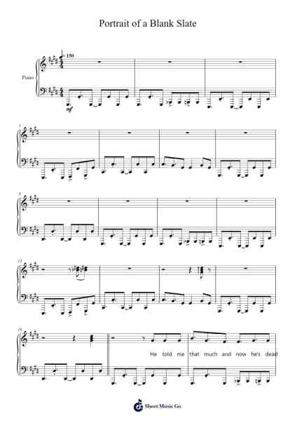 Portrait of a Blank Slate Sheet Music by Lovejoy-Arr.Humlop
