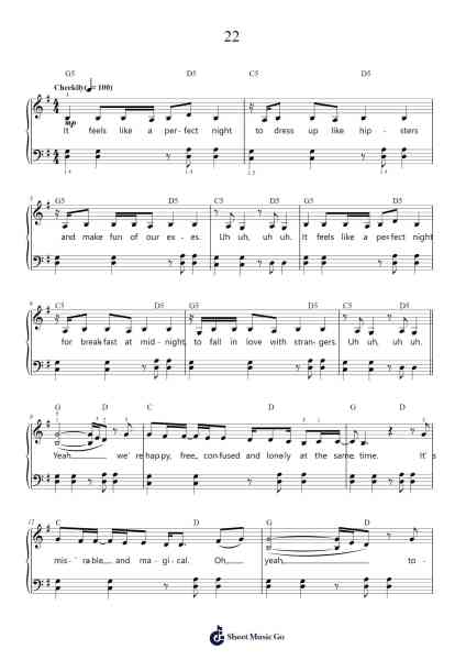 22 Sheet Music by Taylor Swift-Arr.Hughmand