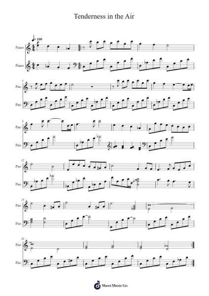 Tenderness in the Air Sheet Music by Nobuo Uematsu-Arr.Joannes Nohan