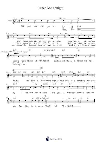 Teach Me Tonight Musica per pianoforte di Gene DePaul - Arr.Borgriel