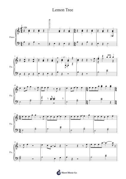 Lemon Tree Sheet Music by Fool's Garden-Arr.Gwenter Stedi