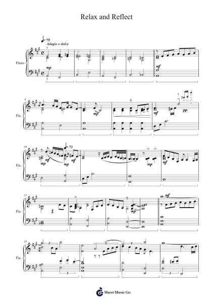 Relax and Reflect - Pensive - FINAL FANTASY XV Sheet Music by Yoko Shimomura-Arr.Blithephne