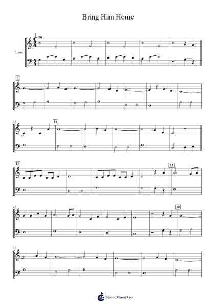 Bring Him Home (from Les Miserables) Sheet Music by Claude-Michel Schonberg-Arr.Lene