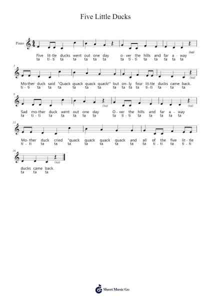 Five Little Ducks Sheet Music by undefined-Arr.Sherkes Dofrank