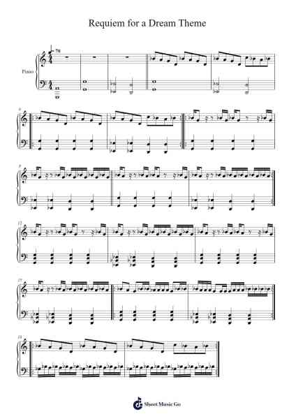 Requiem for a Dream Theme Sheet Music by Leon van den Berg-Arr.Dougtin Vashop