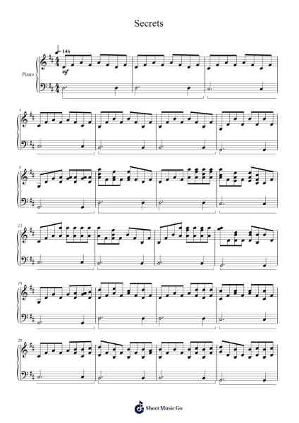 Secrets Sheet Music by OneRepublic-Arr.Asmie Panvien