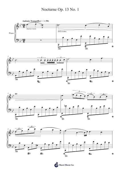 Nocturne Op. 13 No. 1 Sheet Music by Thomas Liu-Arr.Ivescan Nelral