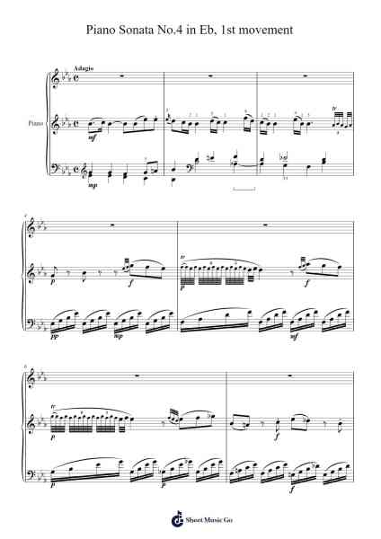 Piano Sonata No. 4 in E-flat Major, K. 282: I. Adagio 樂譜由 Wolfgang Amadeus Mozart - 編曲 Losopp Webslin