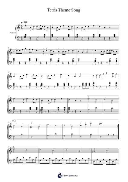 Tetris Theme Song Sheet Music by Hirokazu Tanaka-Arr.Burkim Diaqy