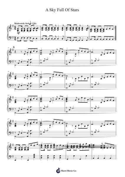 A Sky Full Of Stars Sheet Music by Coldplay-Arr.Wayhume Dwightrey