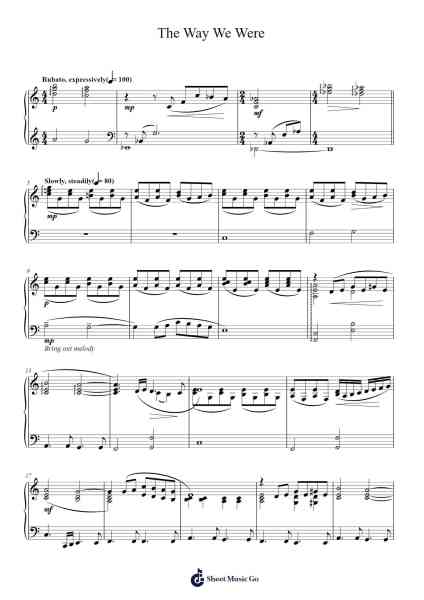 The Way We Were Sheet Music by Barbra Streisand-Arr.Jonal Lancepys