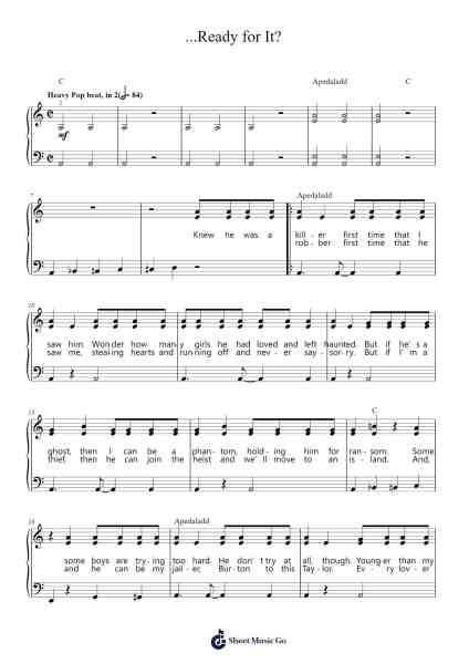...Ready for It? Sheet Music by Taylor Swift-Arr.Wilheljones