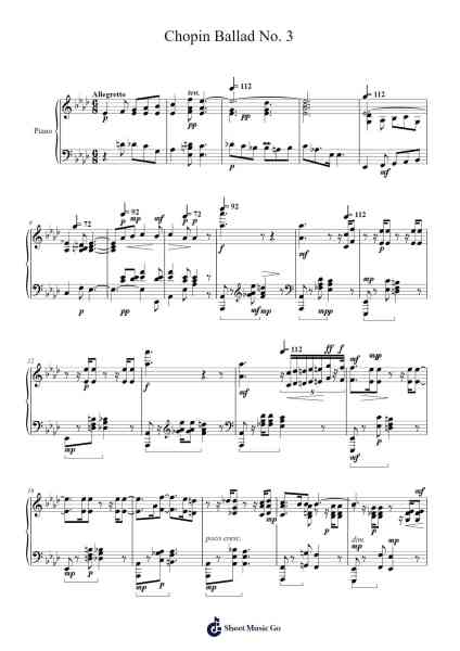 Ballade No. 3 in A-flat Major, Op. 47 Sheet Music by Frédérick Chopin-Arr.Everkeith Abters