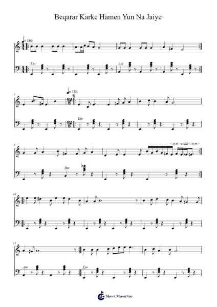 Beqarar Karke Hamen Yun Na Jaiye Sheet Music by Hemant Kumar-Arr.Conpiers