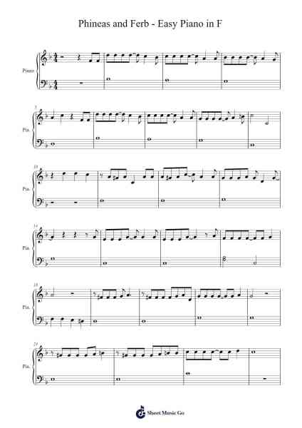 Phineas and Ferb - Easy Piano in F Sheet Music by Bowling for Soup-Arr.Doych Phyljim