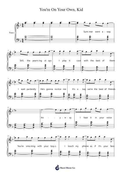 You're On Your Own, Kid Sheet Music by Taylor Swift-Arr.Yonnggiles