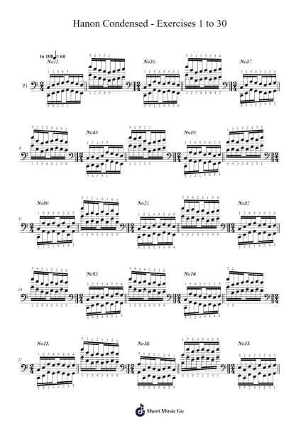 Hanon Condensed - Exercises 1 to 30 Sheet Music by Charles-Louis Hanon-Arr.Wilbeth