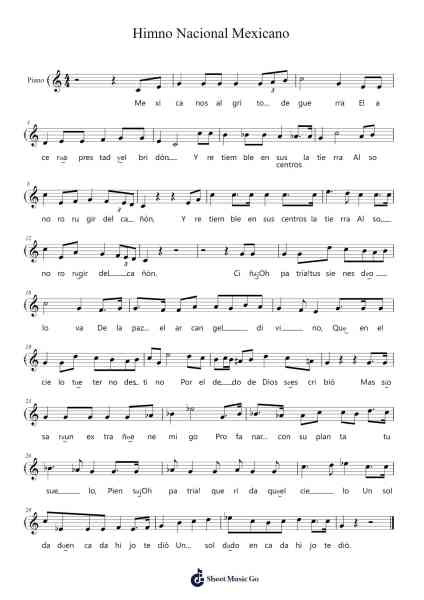 Himno Nacional Mexicano Sheet Music by Prof. Ricardo Montaño R-Arr.Swinfred Clarkdiah