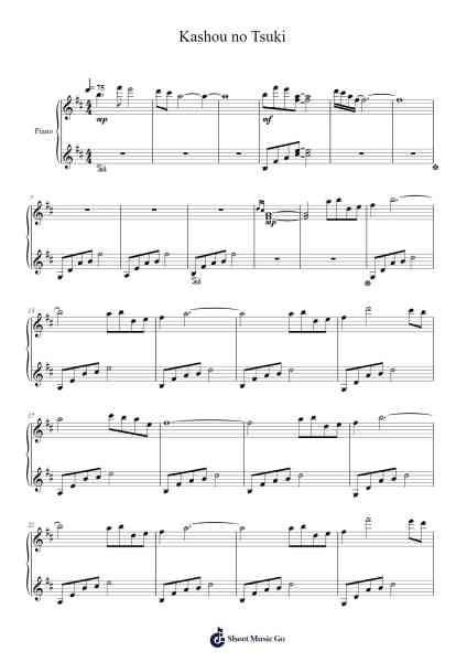 Kashou no Tsuki Sheet Music by Yuriko Nakamura-Arr.Wrighttab