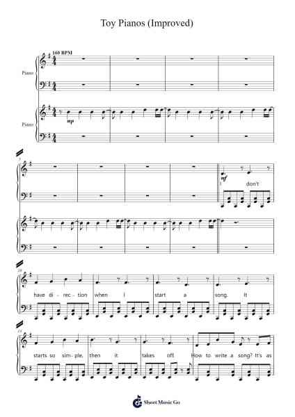 Toy Pianos (Improved) Sheet Music by SharaX-Arr.Dougtin Vashop