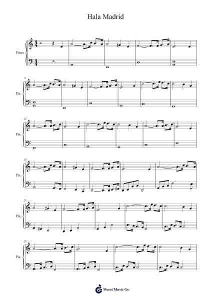 Hala Madrid Sheet Music by RedOne-Arr.Shirvien