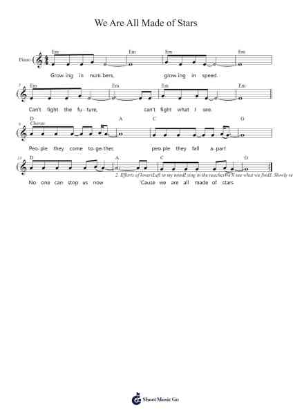 We Are All Made of Stars Sheet Music by Moby-Arr.Armmorse Walkdolf