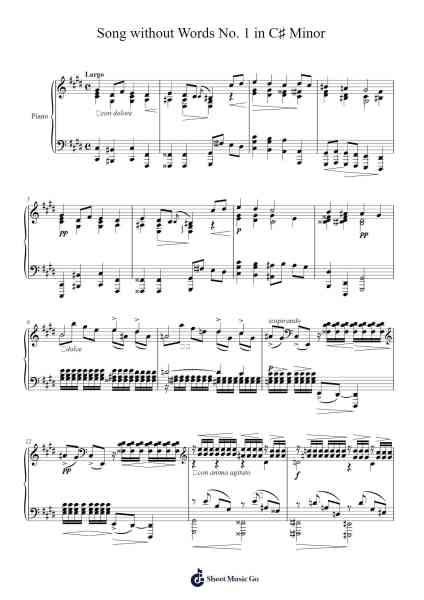 Song without Words No. 1 in C♯ Minor Sheet Music by Aleksey Stanchinsky-Arr.Rosworth