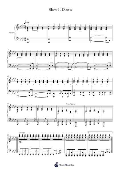 Slow It Down Sheet Music by Benson Boone-Arr.Haletra Kimstone