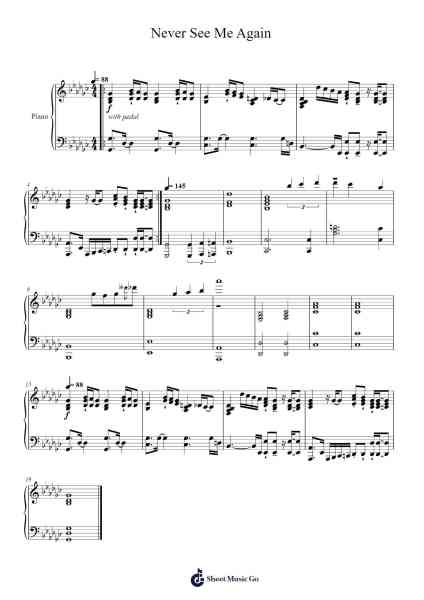 Never See Me Again Sheet Music by Kanye West-Arr.Wrightrae