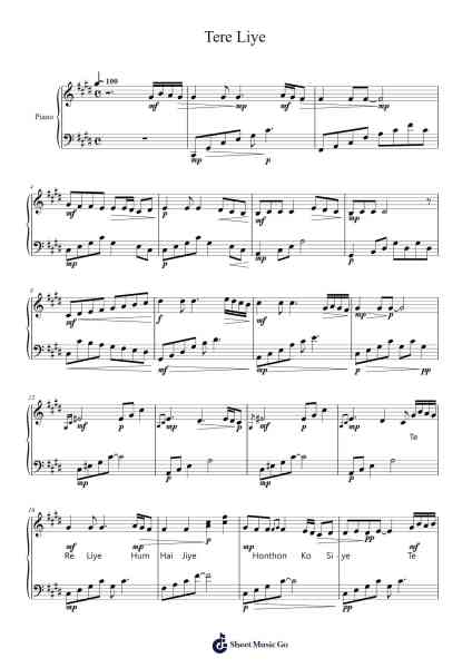 Tere Liye Sheet Music by Madan Mohan/Sanjeev Kohli-Arr.Dougtin Vashop