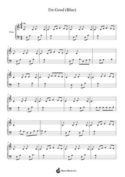 I'm Good (Blue) Musica per pianoforte di David Guetta - Arr.Hubpir