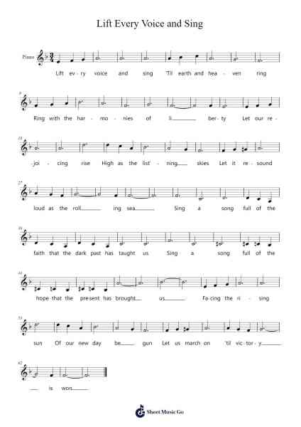 Lift Every Voice and Sing Sheet Music by M. Dizon-Arr.Sylgou