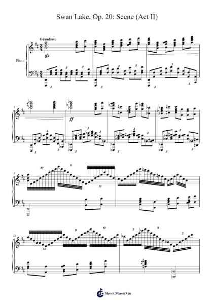 Swan Lake, Op. 20: Scene (Act II) - Piano Solo Sheet Music by Pyotr Ilyich Tchaikovsky-Arr.Dywalsh Barster