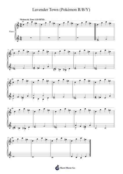 Lavender Town (Pokémon R/B/Y) Notenblatt von Junichi Masuda-Arr.Hamclaire