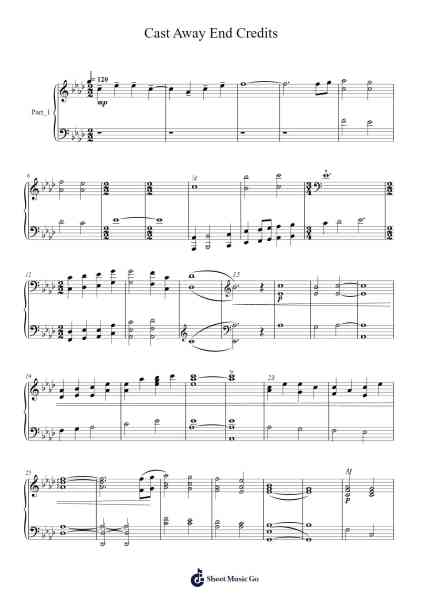 Cast Away End Credits Sheet Music by Alan Silvestri-Arr.Temlouie Ramsjo