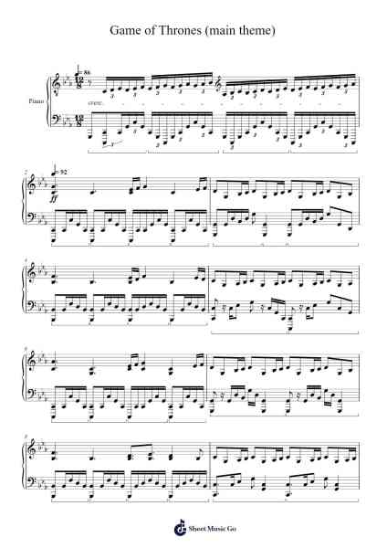 Game of Thrones (Main Theme) Sheet Music by Ramin Djawadi-Arr.Peathew Odeshua