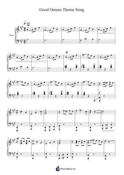 Good Omens Theme Song Sheet Music by David Arnold-Arr.Leighborn