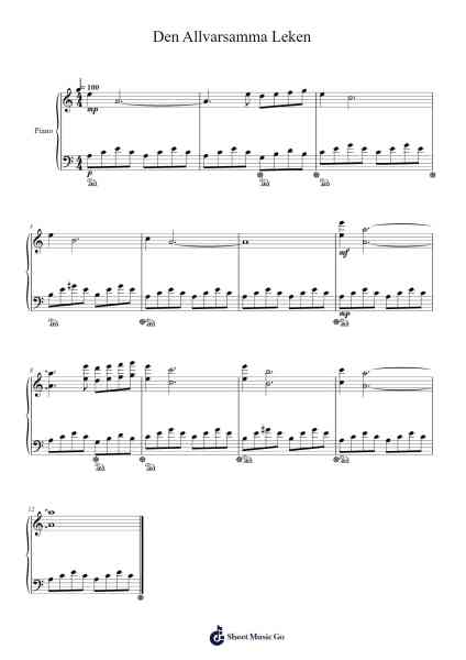 A Serious Game - Den Allvarsamma Lekenby main theme Sheet Music by Matti Bye-Arr.Stelbush Freglas