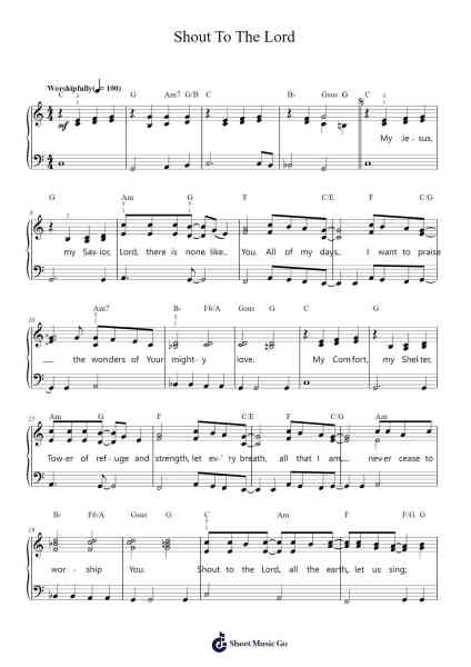 Shout To The Lord Sheet Music by Darlene Zschech-Arr.Ianruth Xalain