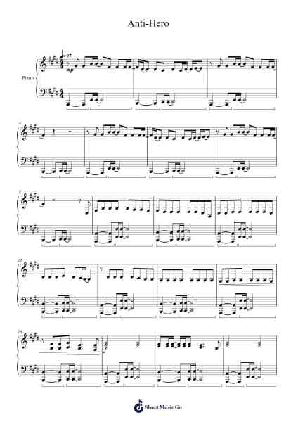 Anti-Hero Sheet Music by Taylor Swift-Arr.Attcolm