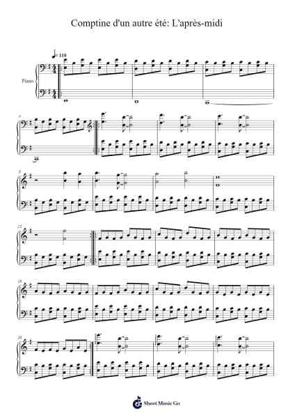 Comptine d'un autre été: L'après-midi Sheet Music by Wardwolf Jorine-Arr.Hodgham Bobbright