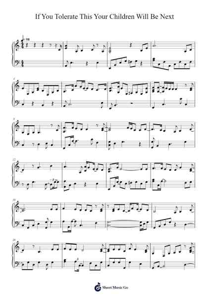 If You Tolerate This Your Children Will Be Next Sheet Music by Manic Street Preachers-Arr.Earwy