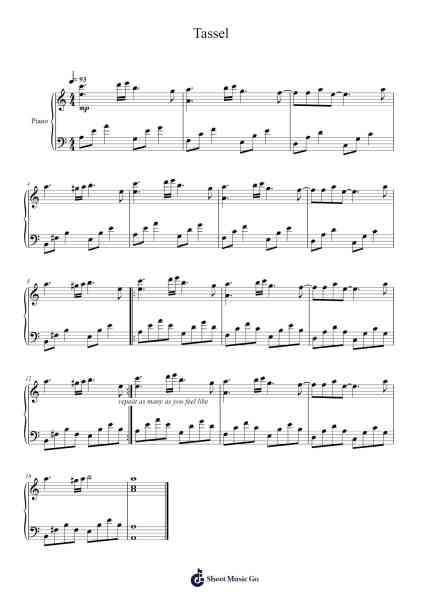 Tassel Sheet Music by Cymophane-Arr.Thoclare