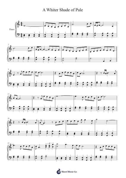 A Whiter Shade of Pale Sheet Music by Procol Harum-Arr.Odemick