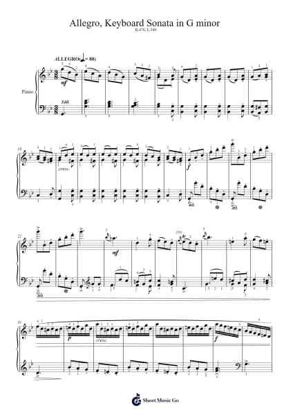 Keyboard Sonata in G Minor, K.476, L.340 Sheet Music by Domenico Scarlatti-Arr.Wheenan