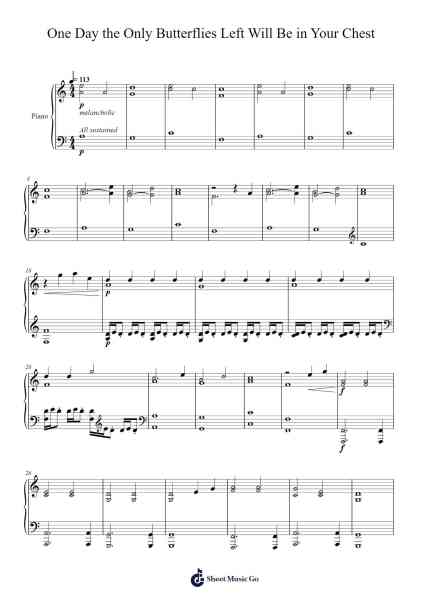 One Day the Only Butterflies Left Will Be in Your Chest (...) Sheet Music by Bring Me the Horizon-Arr.Pehall
