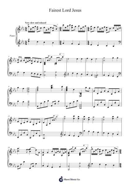 Fairest Lord Jesus Sheet Music by Misc Traditional-Arr.Brookjoy