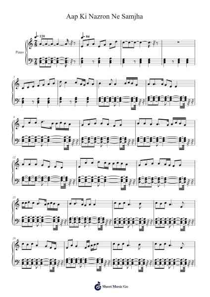 Aap Ki Nazron Ne Samjha Sheet Music by Sanam-Arr.Ausdam Pukin